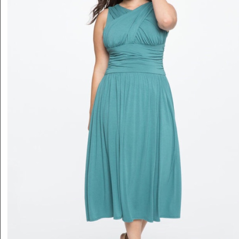 ELOQUII Ruched Cross Front Sea Foam Dress - Sz 20